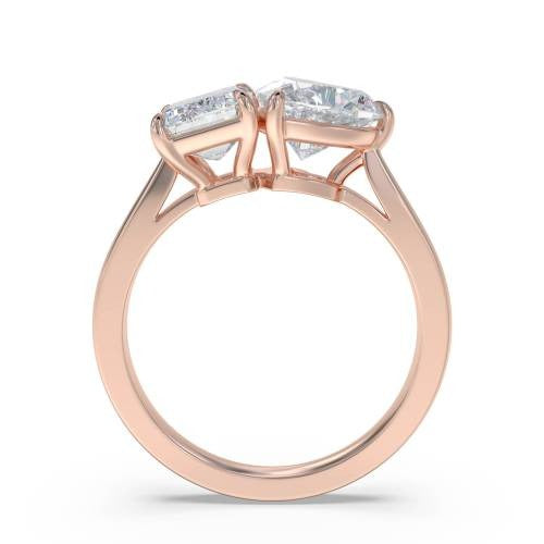 Emerald & Heart Two Stone Lab Grown Diamond Rings